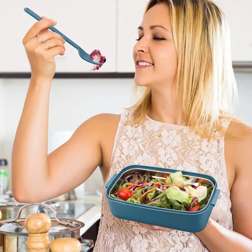 Vista 2 de Kit de lonchera Bento para adultos, lonchera portátil para adultos, caja Bento para adultos con bolsa de almuerzo, contenedores de almuerzo Bento