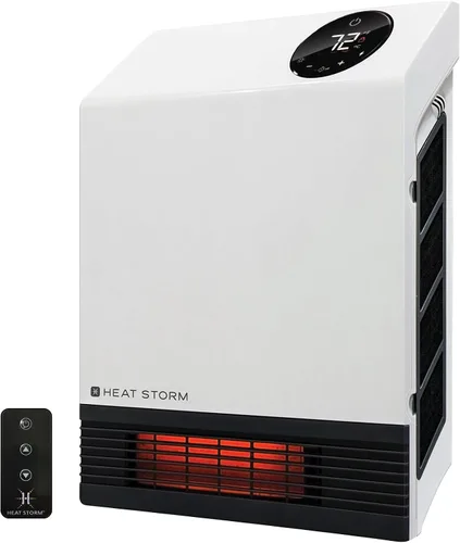 Vista 18 de Heat Storm - Calentador infrarrojo de pared HS-1000-WX para interiores, ahorrador de espacio, 1000 vatios, con control remoto, rejilla segura al Gris