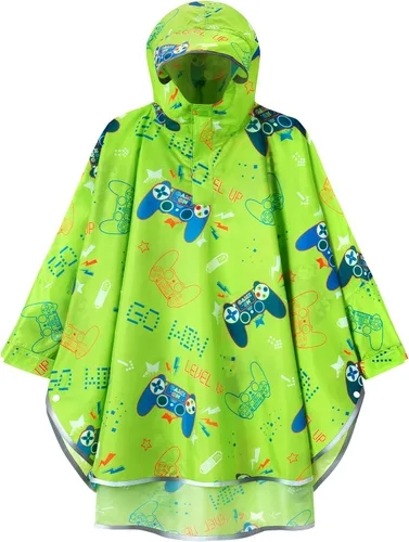 Vista 19 de WAWSAM Poncho de Lluvia Ligero para Niños Reutilizable Impermeable para Niños Pequeños Chaqueta de Lluvia