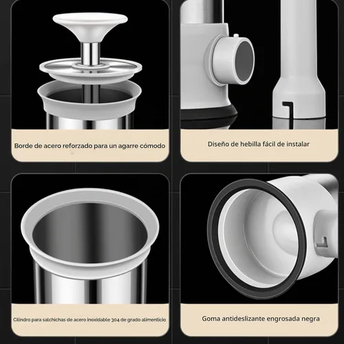 Vista 8 de Máquina de Relleno de Salchichas con 4 Tubos de Relleno, Rellenadora de Carne para Salchichas, Kit de Herramientas Manual Vertical Casero para Hacer