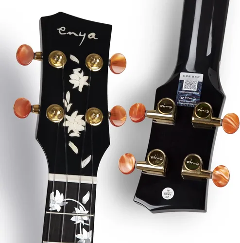 Vista 3 de Ukelele Enya Tenor completamente de madera de arce flameado con captador acústico AcousticPlus incorporado y estuche de lujo