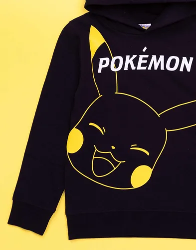 Vista 4 de Pokemon Sudadera con capucha para niños y niños, diseño de Pikachu, color negro