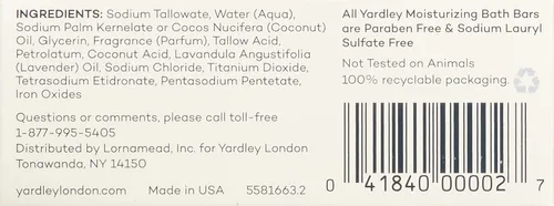 Vista 5 de Yardley London Moisturizing Bar English Lavender with Essential Oils 4.25 oz (Pack of 8)