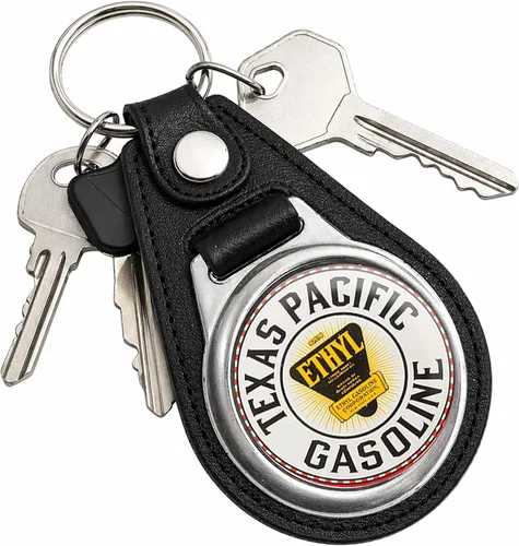 Vista 64 de Brotherhood Round Key Chain for Vintage Motor Oil, Petroleum, and