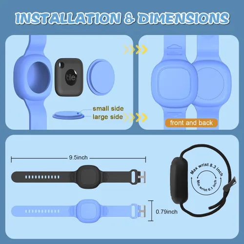 Vista 6 de [Paquete de 2] Funda para pulsera Tile Mate impermeable, de silicona suave, compatible con Tile Mate (2022), funda oculta para niños, adolescentes