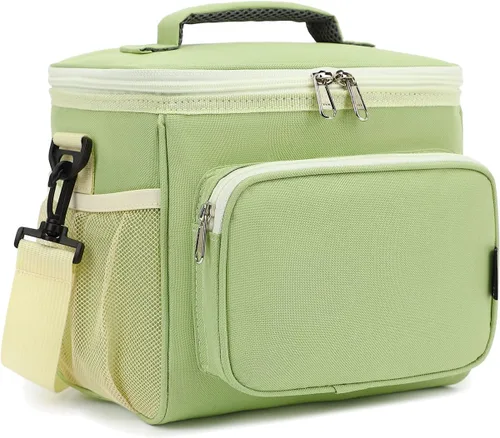Vista 30 de FlowFly - Lonchera reutilizable con aislante para adultos, grande, para mujeres y hombres, con correa ajustable para el hombro, bolsillo frontal