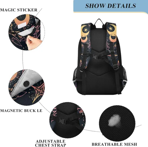 Vista 3 de ALAZA Moon Stars Alchemy Witch - Mochila para laptop para mujeres y hombres, bolsa de viaje casual con compartimento y múltiples bolsillos