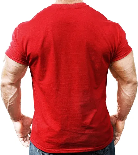 Vista 2 de Monsta Clothing Co. Camiseta deportiva de entrenamiento para hombre (HRD-LVN HardLivin) (G:RD) roja, Rojo