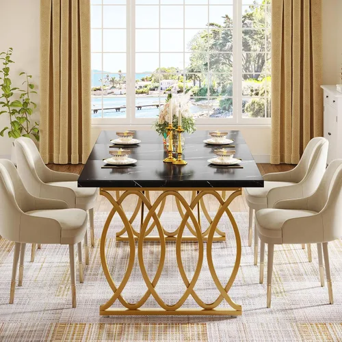 Vista 4 de Tribesigns Mesa de comedor moderna, mesa de cocina grande de 63 pulgadas para 4-6 personas, mesa rectangular única de cocina y comedor con mesa