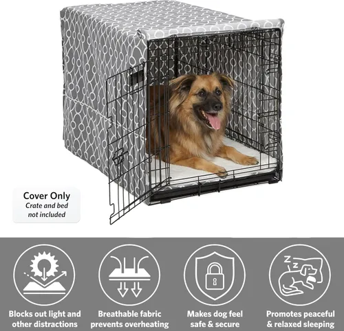 Vista 21 de MidWest Homes for Pets Funda para jaula para perros pequeños con protector de tela Teflon, funda de privacidad de poli-algodón para perrera que se