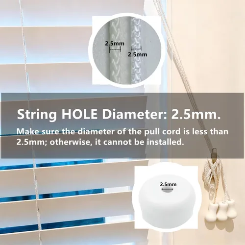 Vista 4 de 20 piezas de cordón de plástico blanco con borlas, pomos de cordón para ventanas de cortina romana