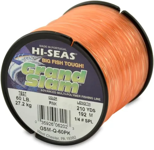 Vista 38 de HI-SEAS Línea de pesca de monofilamento Grand Slam - Fuerte y resistente a la abrasión en transparente, rosa, verde, azul humo, amarillo Amarillo