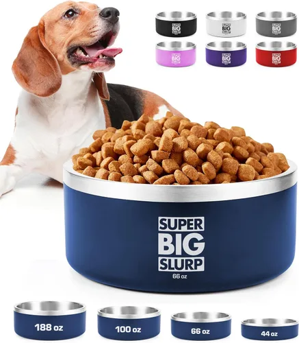 Vista 11 de Tuff Pupper Tazón Aislado de Servicio Pesado para Perros Plato de Comida para Perros de Acero Inoxidable de Doble Pared Tazón Antideslizante a