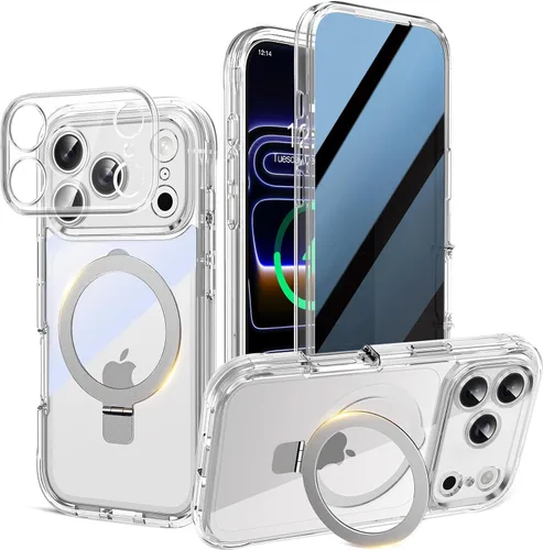 Vista 12 de Funda magnética de privacidad para iPhone 17 Pro Max [Cartulina Aurora con purpurina] [Soporte magnético invisible] protector de pantalla integrado