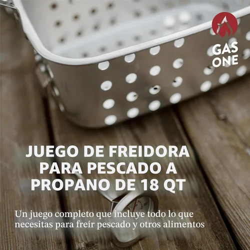 Vista 2 de Gas One Freidora Doble con 2 Canastas Quemadores de Propano para Cocinar al Aire Libre – Olla de Aluminio Resistente de 18Qt Freidora Profunda