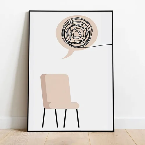 Vista 5 de FSZSEES Psicoterapia Consejero Oficina Pintura de Pared para Arte de Europa del Norte Moderno Lienzo Arte de Pared Silla Hablar Ayuda Salud Mental