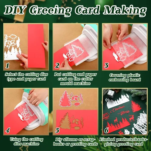 Vista 6 de Lasnten Troqueles de Navidad con temática navideña, troqueles de corte de metal para hacer tarjetas, palabras de Feliz Navidad, troquelados, álbumes