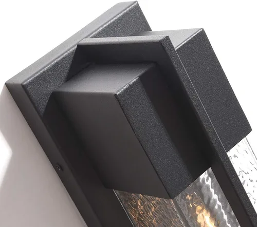 Vista 3 de Maxax Paquete de 2 luces de pared para exteriores del anochecer al amanecer, aplique de pared exterior negro de 13 pulgadas con vidrio de martillo