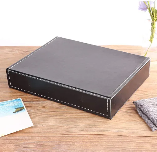 Vista 5 de Organizador de 8 rejillas de almacenamiento de joyas de lentes de sol para anillos, aretes, caja organizadora de gafas de cuero para coleccionista