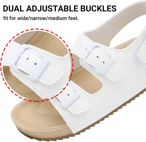 Vista 2 de Sandalias ajustables de doble hebilla para niñas y niños, zapatos de verano ligeros con velcro para niños pequeños y grandes