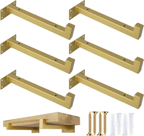 Vista 9 de OVOV Paquete de 6 soportes de estante negros de 6 pulgadas con soporte de estante industrial para almacenamiento de cocina, baño, soporte de estante