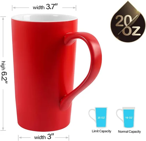 Vista 2 de harebe Tazas de café grandes de 20 onzas, taza de cerámica suave para pareja para oficina y hogar, hombres, papá, gran capacidad con tazas de asa