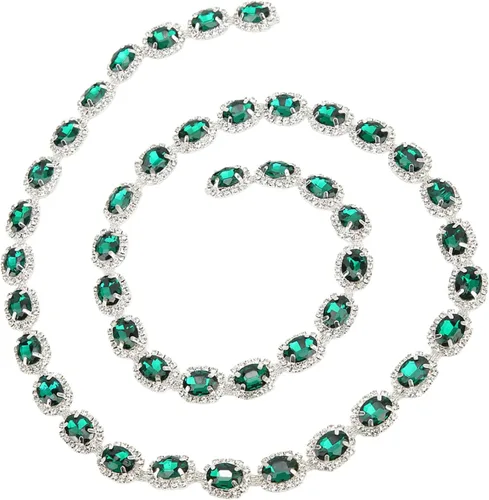 Vista 9 de Borde de diamantes de imitación de 1 yarda, cierre de diamantes de imitación de cristal, flecos para coser joyas, manualidades