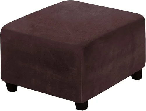 Vista 26 de ADPON Fundas otomanas cuadradas de terciopelo para otomanas, fundas protectoras para reposapiés cuadrados, fundas protectoras para taburetes de Beige