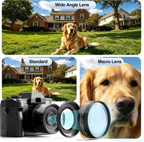 Vista 4 de G-Anica Kit de cámaras digitales 8K para fotografía con doble lente Negro