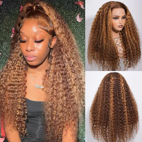 Vista 13 de CYNOSURE Pelucas de encaje frontal 13x4 de cabello humano prearrancado, densidad del 180%, brasileña rizada con encaje frontal, peluca con cabello