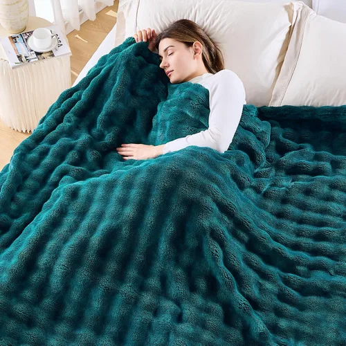 Vista 44 de NEWCOSPLAY Manta para Sofá Aqua Súper Suave de Franela Polar 3D Burbuja Ligera Manta de Cama para Uso en Todas las Estaciones (Aqua, Throw(50"x60"))
