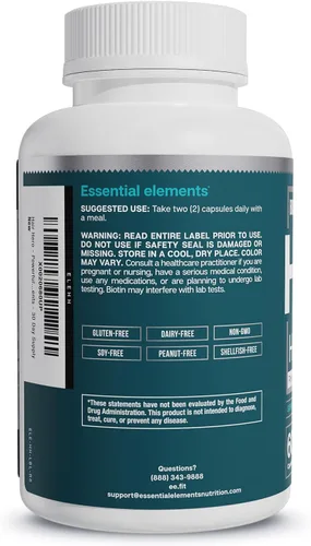 Vista 7 de Essential Elements Hair Hero - Vitaminas para el cabello para hombres - Soporte de amplio espectro con 5000 mcg de biotina - 60 unidades - 30