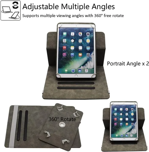 Vista 5 de Funda universal para tablet Android de 7 y 8 pulgadas, piel sintética, rotación de 360 grados, soporte de visión multiángulo, para tabletas de 7.0