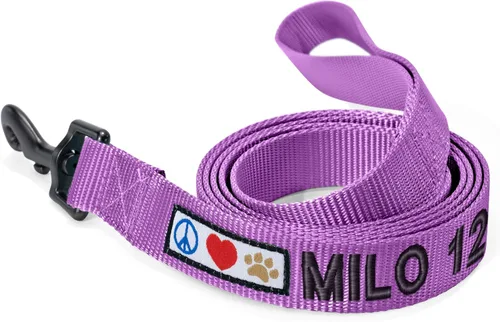 Vista 41 de Pawtitas - Correa personalizada de 6 pies para perro rosa XS/S con nombre y número de teléfono bordados, correa fuerte de nylon para razas pequeñas