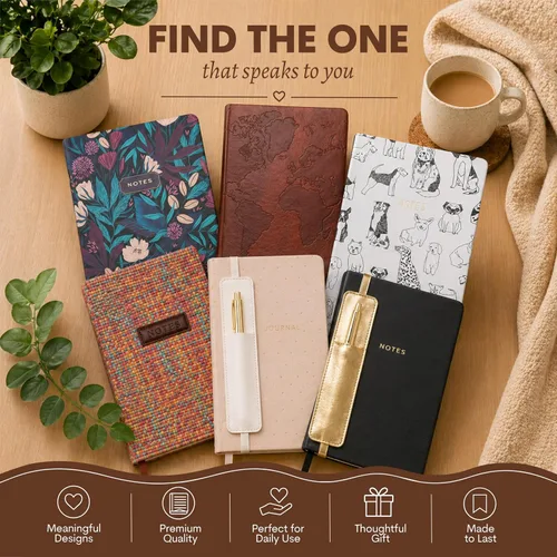 Vista 7 de WORLD TRAVELER Eccolo Medium Lined Journal Notebook, A5 Writing Journal, 256 Ruled Ivory Pages, Ribbon Bookmark