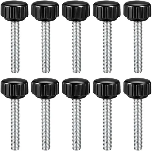 Vista 9 de uxcell Perillas de sujeción moleteadas con rosca métrica macho M4 x 0.394 in, tornillo de agarre para pulgar, tipo perno de mango de sujeción manual