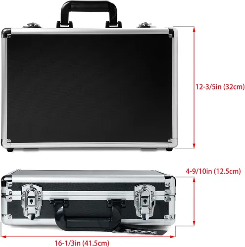 Vista 2 de HUL Caja de aluminio de dos tonos de 16 pulgadas con interior de espuma extraíble personalizable para instrumentos de prueba, cámaras, herramientas