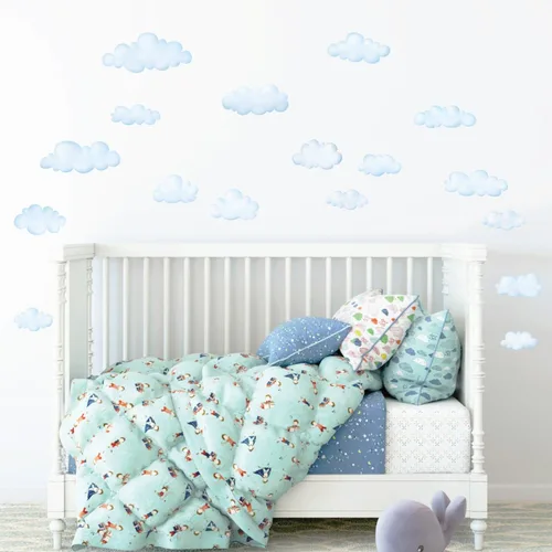 Vista 2 de DECOWALL 17 calcomanías de pared pequeñas de acuarela azul nube (DS4-8030)