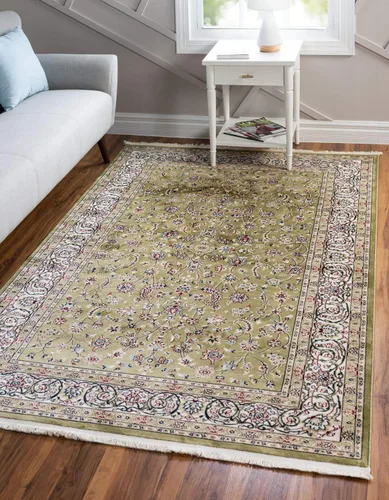 Vista 6 de Unique Loom Narenj Collection - Alfombra de área con diseño de Leeds (5 pies 1 pulgada x 8 pies, rectangular, verde/beige)
