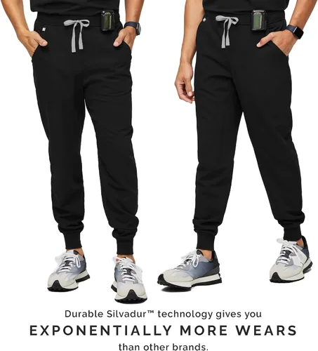 Vista 4 de FIGS Tansen - Pantalones deportivos para hombre, ajuste delgado, 5 bolsillos, elástico en 4 direcciones, pantalones quirúrgicos antiarrugas