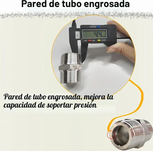 Vista 2 de 1" Tetina macho hexagonal, accesorios de tubería de acero inoxidable 304, adaptador de tubería roscada NPT de 1 pulgada, conectores de tetinas