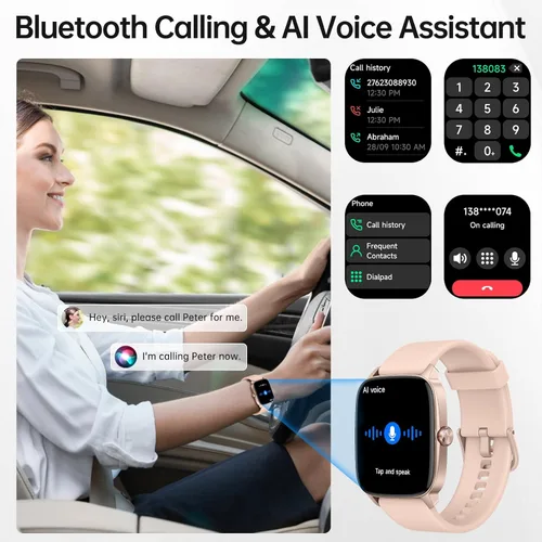 Vista 2 de Relojes inteligentes para mujeres y hombres con llamada Bluetooth y voz AI, monitor de actividad física HD de 1.85 pulgadas con monitor de sueño