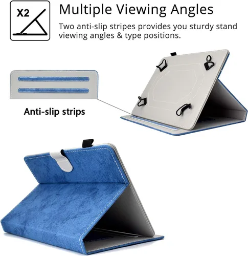 Vista 4 de Funda universal de piel sintética para tablet de 7 pulgadas, con bolsillo para tarjetero para Samsung Galaxy Tab A 7.0, Tab 3/E Lite 7, Tab 2/3/4