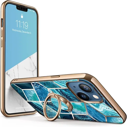 Vista 11 de i-Blason Cosmo Snap - Funda diseñada para iPhone 13 de 6.1 pulgadas (versión 2021), delgada con soporte de anillo giratorio de 360° integrado Ameth