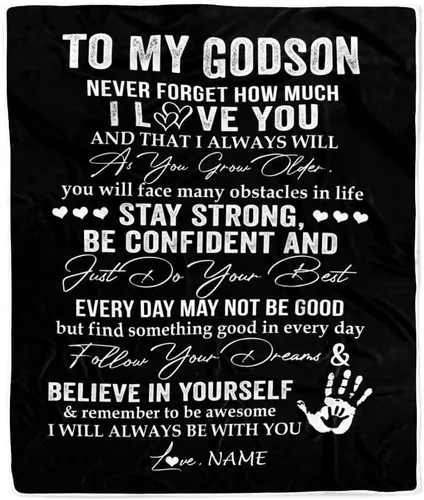 Vista 8 de Manta personalizada con texto en inglés «To My Godson», de Godmother Godmother Wolf Moon, My Love for You is Forever Godson Birthday Christmas