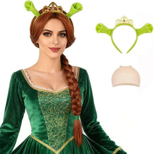 Vista 14 de Peluca de cabello negro de 14 pulgadas con flequillo + diadema de lentejuelas doradas para mujer, disfraz de mujer, pelucas sintéticas resistentes