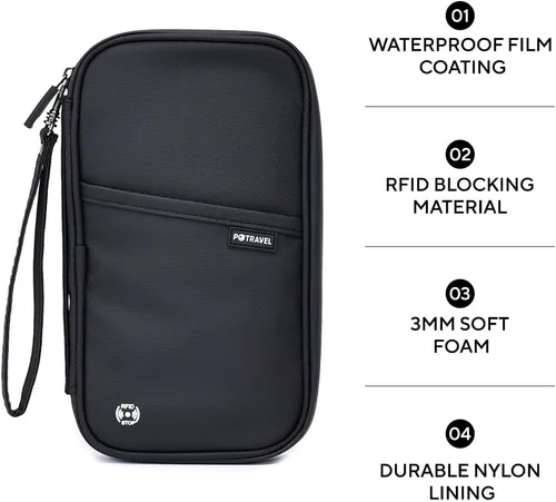 Vista 4 de ARTOS Carpeta de viaje para organizador de documentos, Negro -, Cartera Rfid