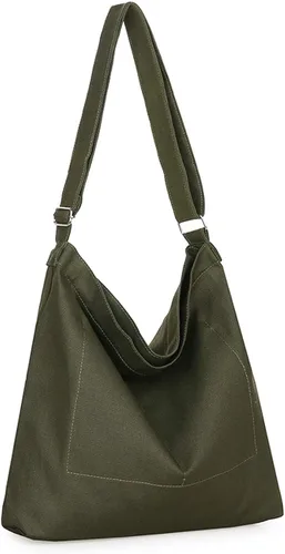 Vista 2 de Covelin Bolso de hombro para mujer de estilo retro clásico informal bohemio bolso de mano o cruzado tamaño grande de lona