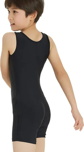 Vista 3 de Leotardo de gimnasia para niños, para practicar danza de ballet, atletismo, competición, entrenamiento sin mangas
