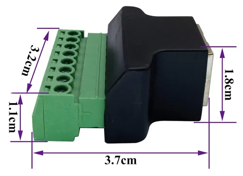 Vista 2 de Terminal de tornillo RJ45 8P 8C hembra a 8 pines hembra, terminales tipo tornillo, enchufe de red Ethernet para AV CCTV UTP DVR Cat5 Cat6 Cat7